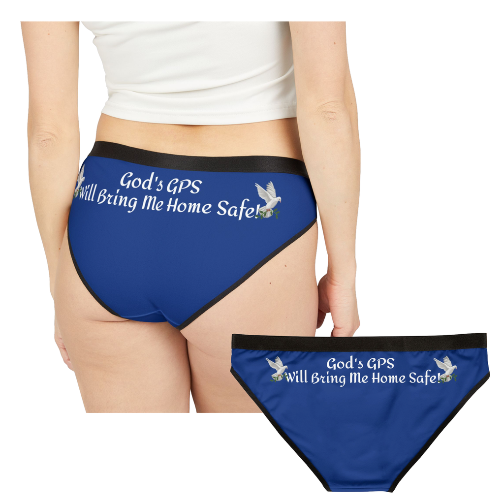 God's GPS Inspirational Becoming Blue Hipster Undies With-A- Message. Wear It With CC Blu's Matched SlumberWear T-Dress & Socks!