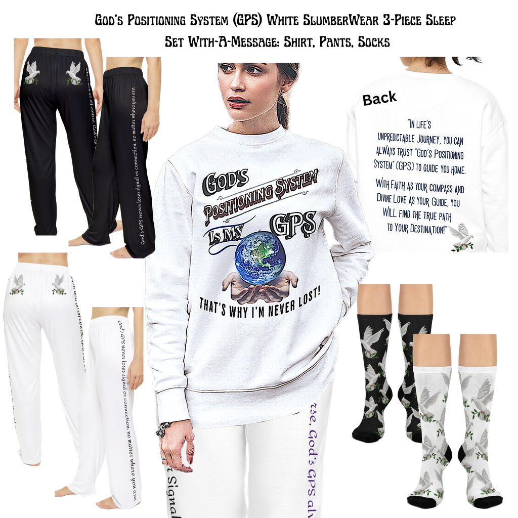 GPS: God's Positioning System White Dove "Peace" Socks  Are Designed To Match CC Blu Sleeper Shirts &  Matching Undies