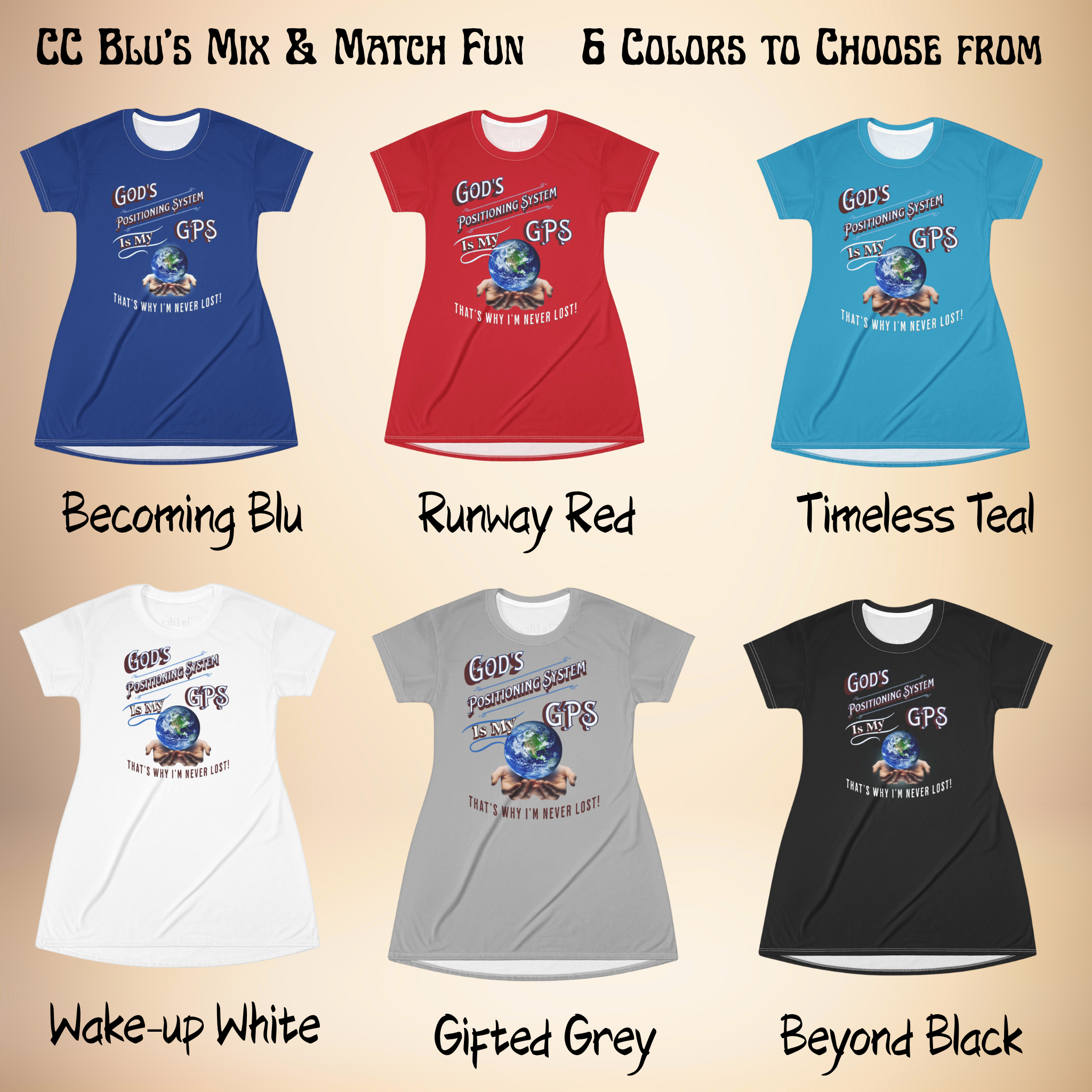 GPS: God's Positioning System Teal "Peace" Socks Cushioned Heel-&-Toe. Buy It With CC Blu's Matching Sleeper T-Dress & Undies