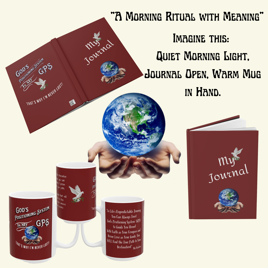 God's GPS Cardinal Red Hardcover Soul-Tracking Journal. Match With CC Blu's 15oz Mug With-A-Message To Start Your Day!