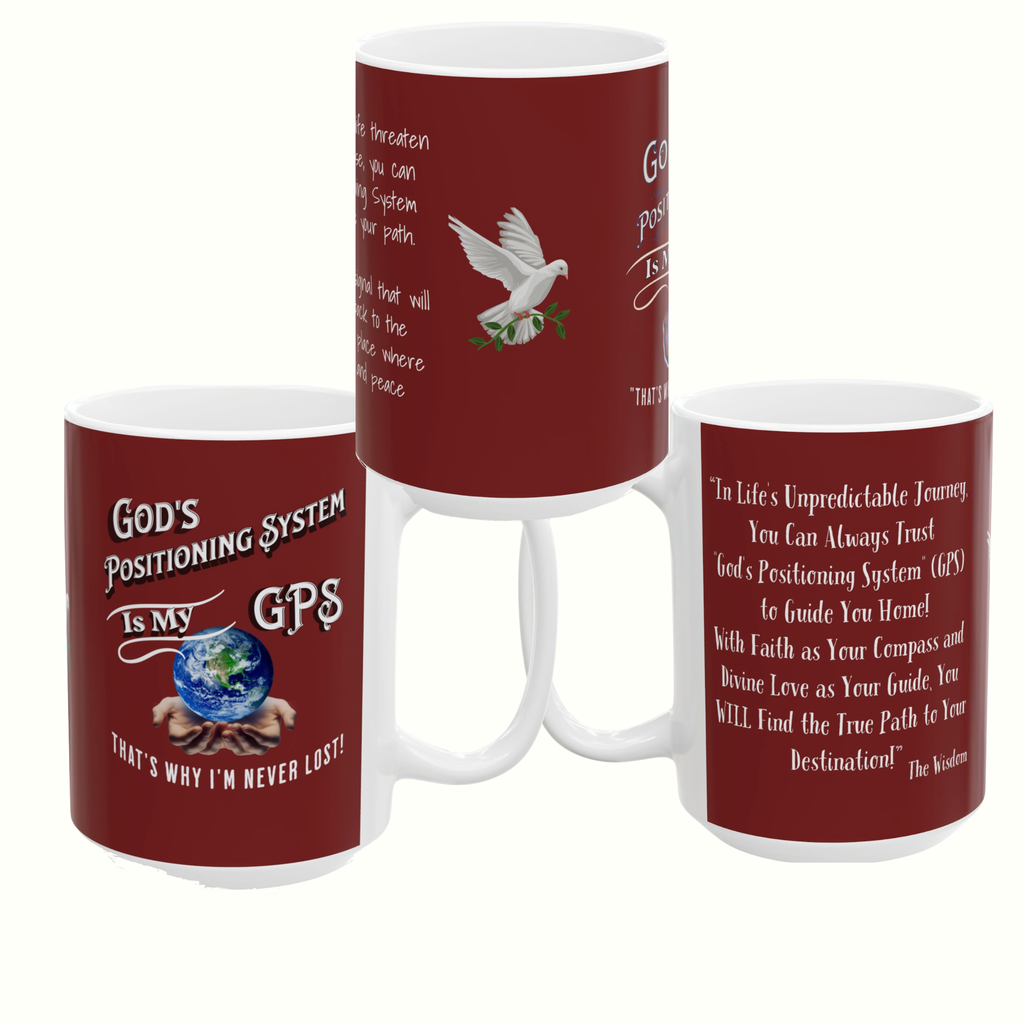 Gods Positioning System (GPS) Cardinal Red "Mug-With-A-Message". Add with CC Blu's Matching Tracking Journal & Map Your Day!