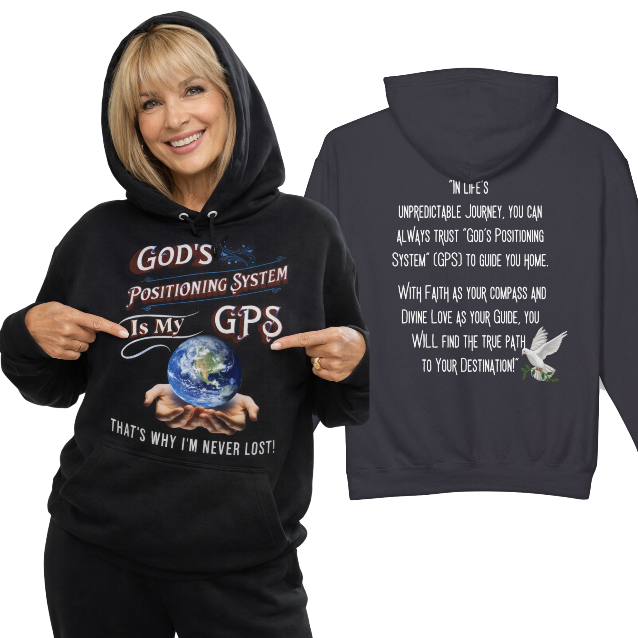 GPS Black. SlumberWear Hooded Sleep-Shirt  Designer Premium Quality. Made With Love Just 4 You. Women's 5 Piece Gift Set Available