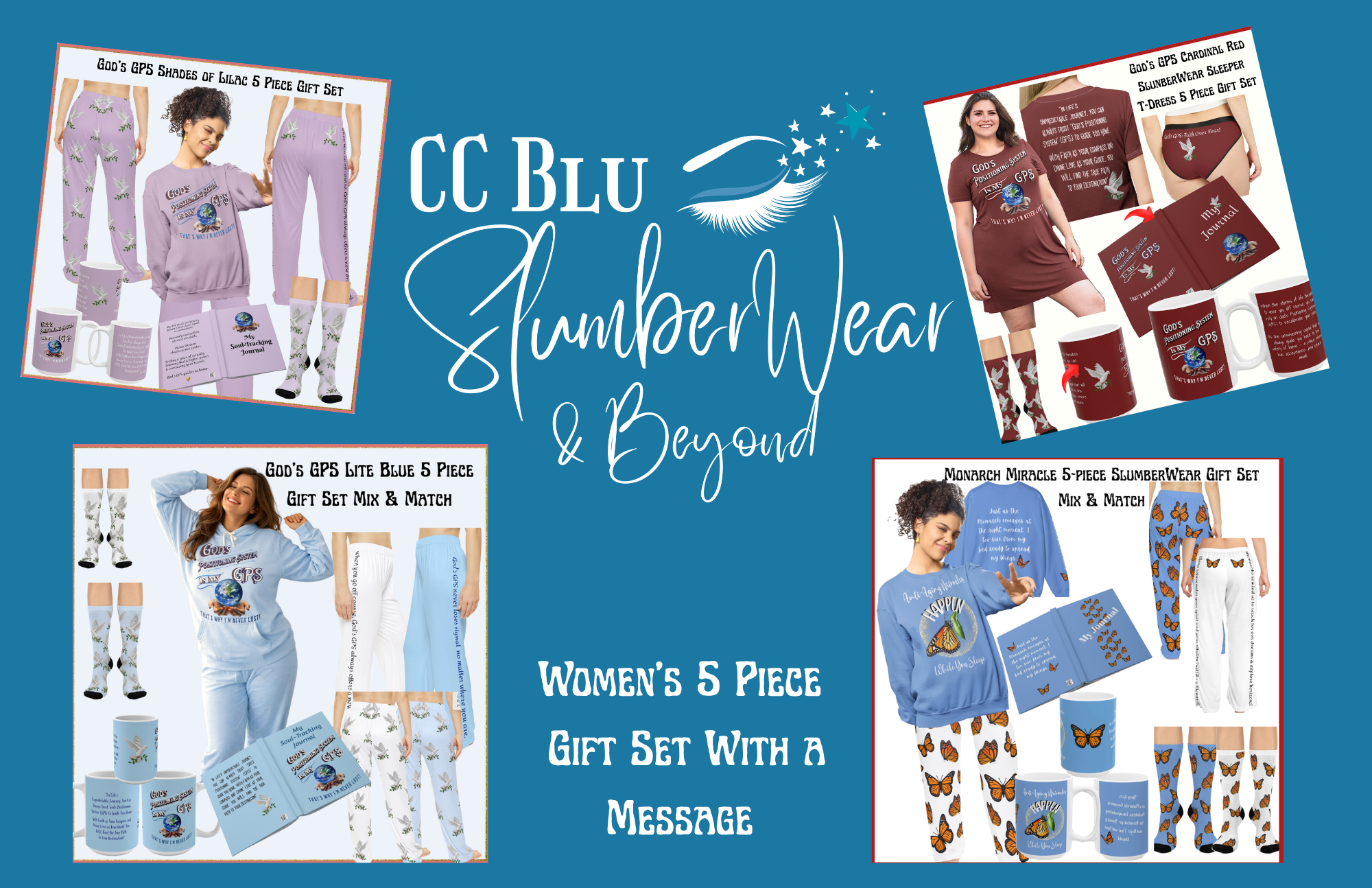Monarch Miracle Inspirational Carolina Blue Cushioned Heel-&-Toe Stretch Socks. Mix & Match With CC Blu Gift Sets.