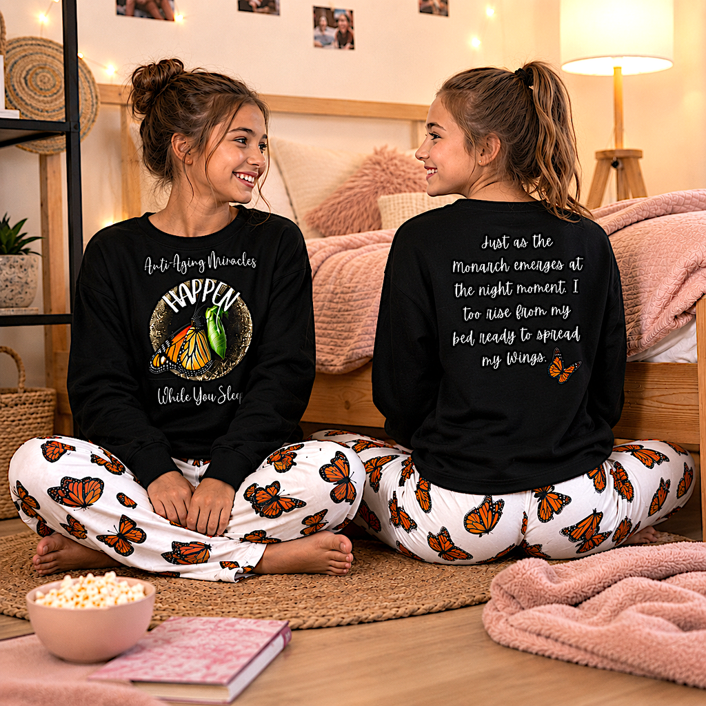 Women's Monarch Miracle Inspirational White Butterfly Pajama Pants. Made to Mix & Match  CC Blu's SlumberWear