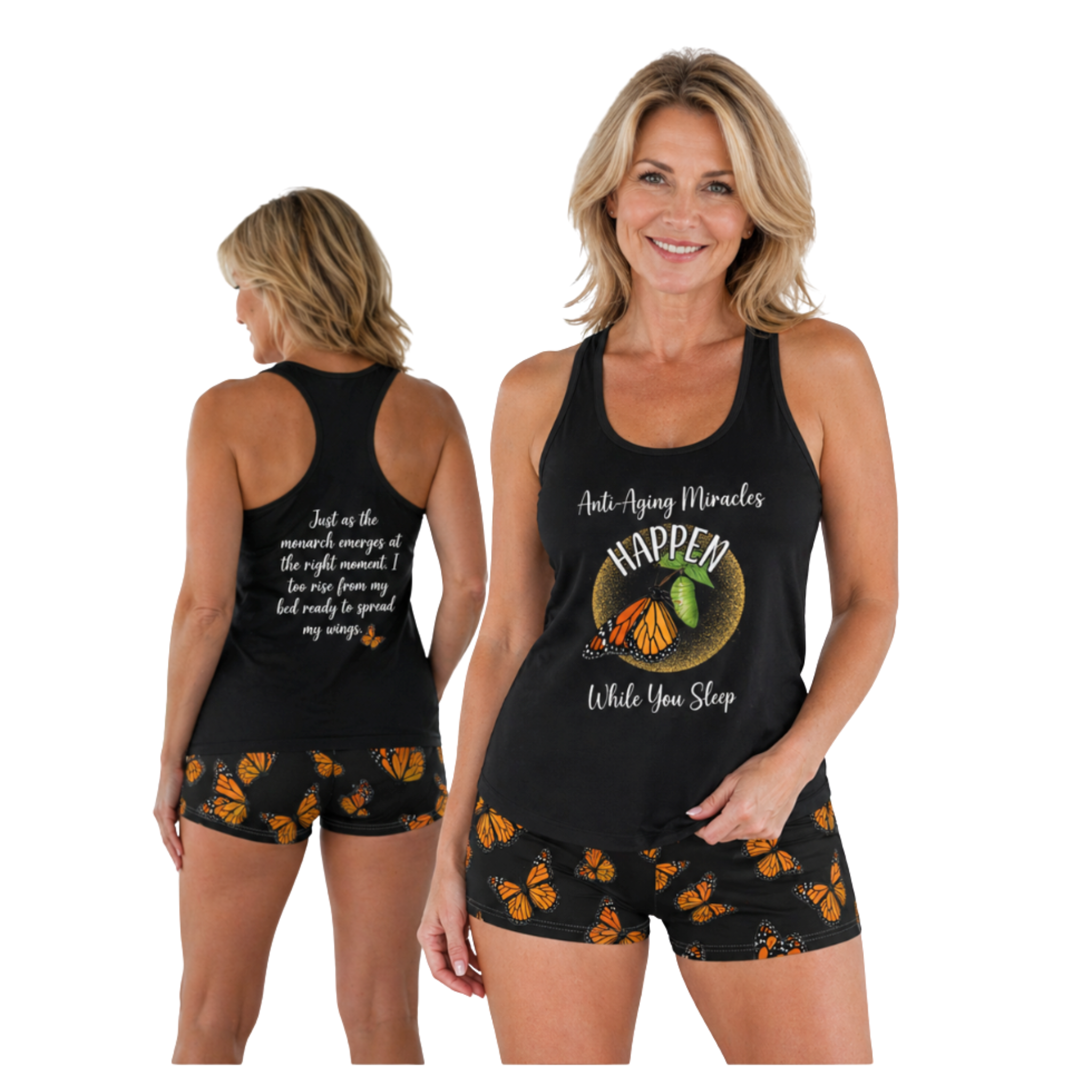 Monarch Miracle Black Racerback Sleeper-Tank for Women, Add CC Blu Mix & Match to Complete Your Look!