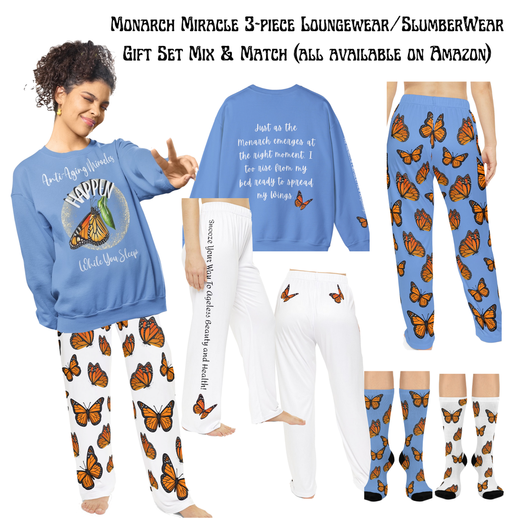 Women's Inspirational Monarch Miracle White Pajama Pants With-A-Message! Pair Them With Monarch Racerback Sleeper-Tank for Summer Fun!