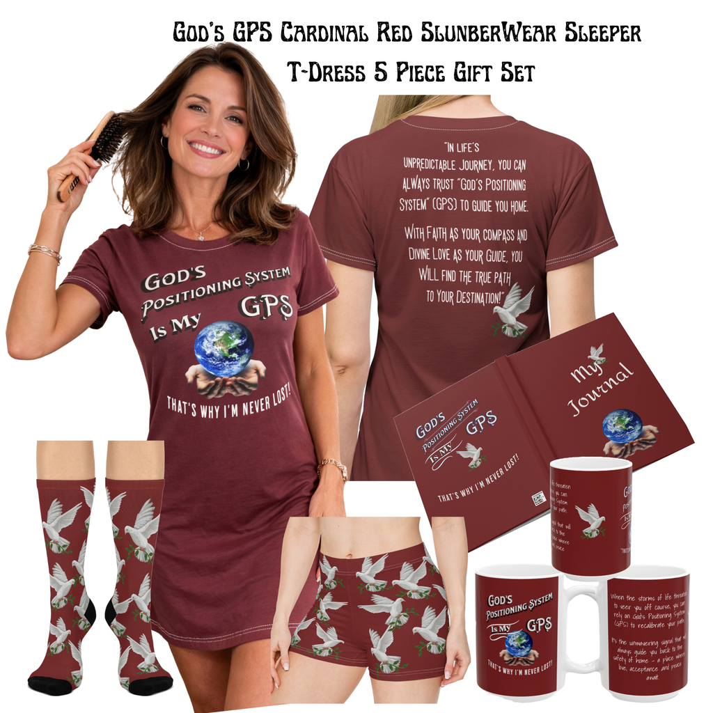 God's GPS Cardinal Red Hardcover Soul-Tracking Journal Matches CC Blu's 15oz Mug With-A-Message To Start Your Red-letter Day!