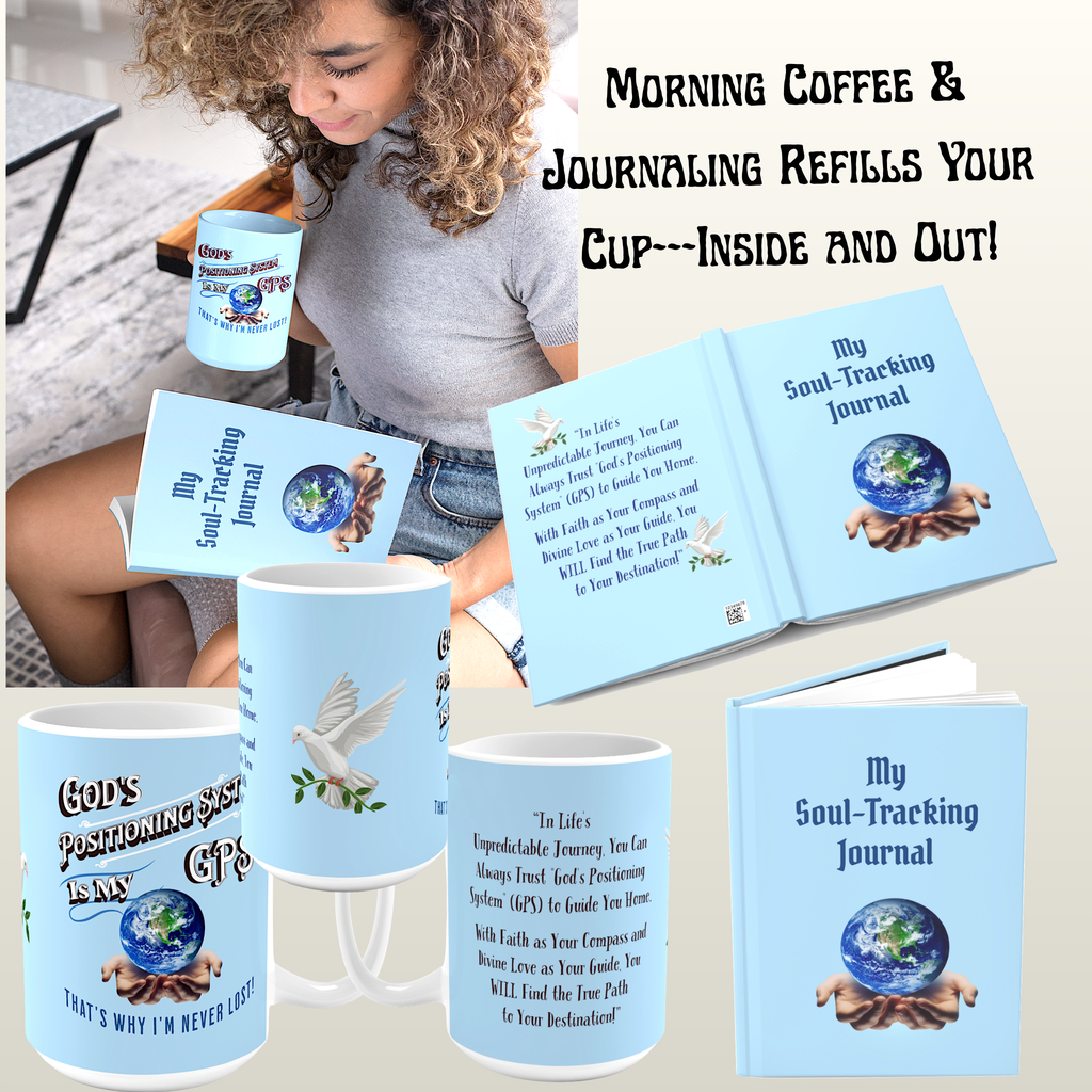 GPS Lite Blue Hardcover "Inner-voice" Personal Journal. Pair it with CC Blu's Matching 15oz Morning Mug & SlumberWear.