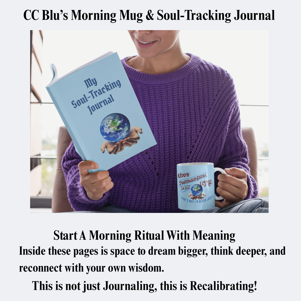 GPS Lite Blue Hardcover "Inner-voice" Personal Journal. Pair it with CC Blu's Matching 15oz Morning Mug & SlumberWear.