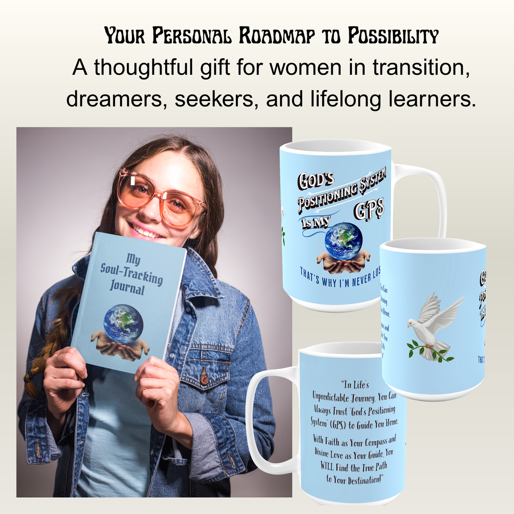 GPS Lite Blue Hardcover "Inner-voice" Personal Journal. Pair it with CC Blu's Matching 15oz Morning Mug & SlumberWear.