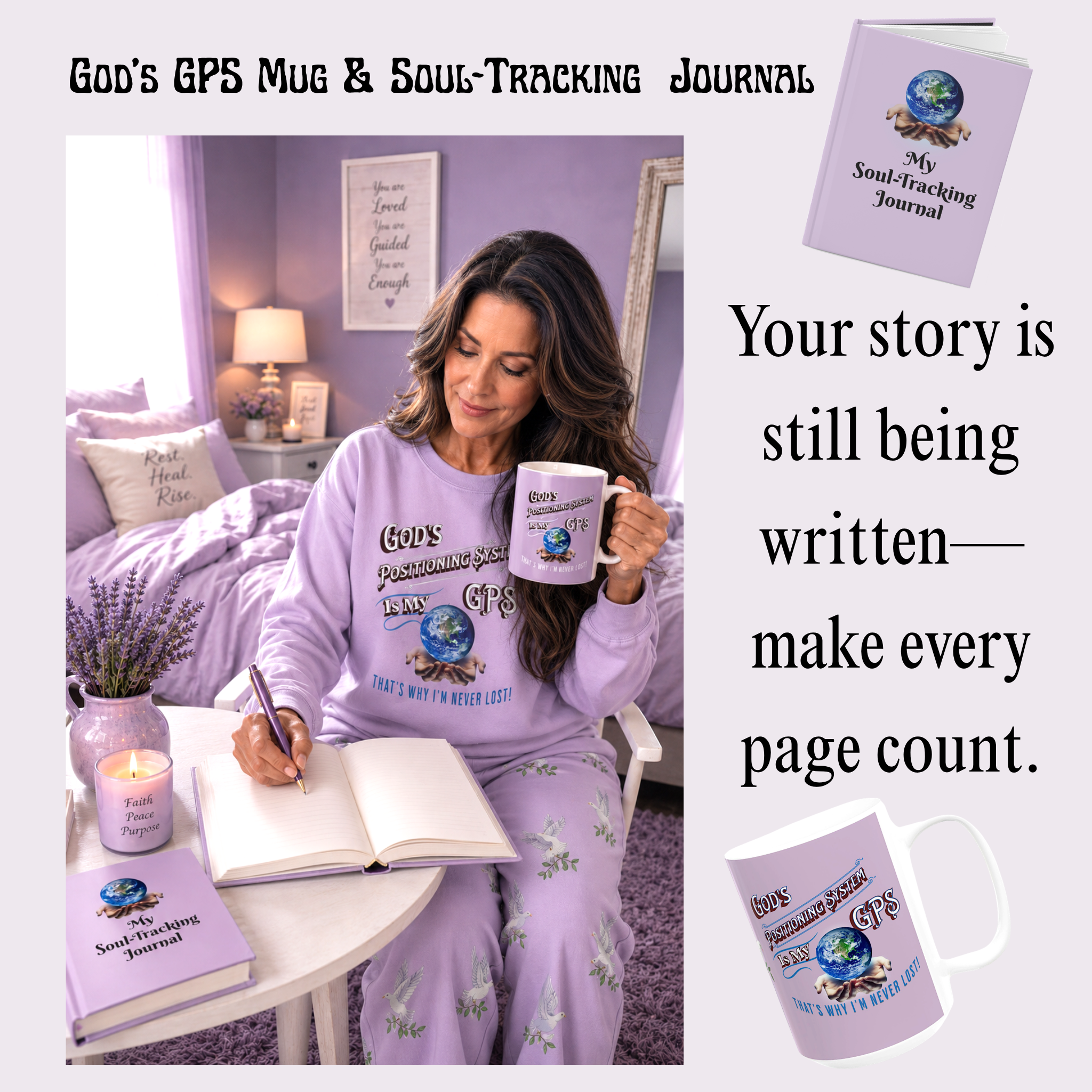God's GPS Shades of Lilac SlumberWear Sleeper-Sweatshirt With-A-Message Mix & Match With CC Blu GPS Collection.