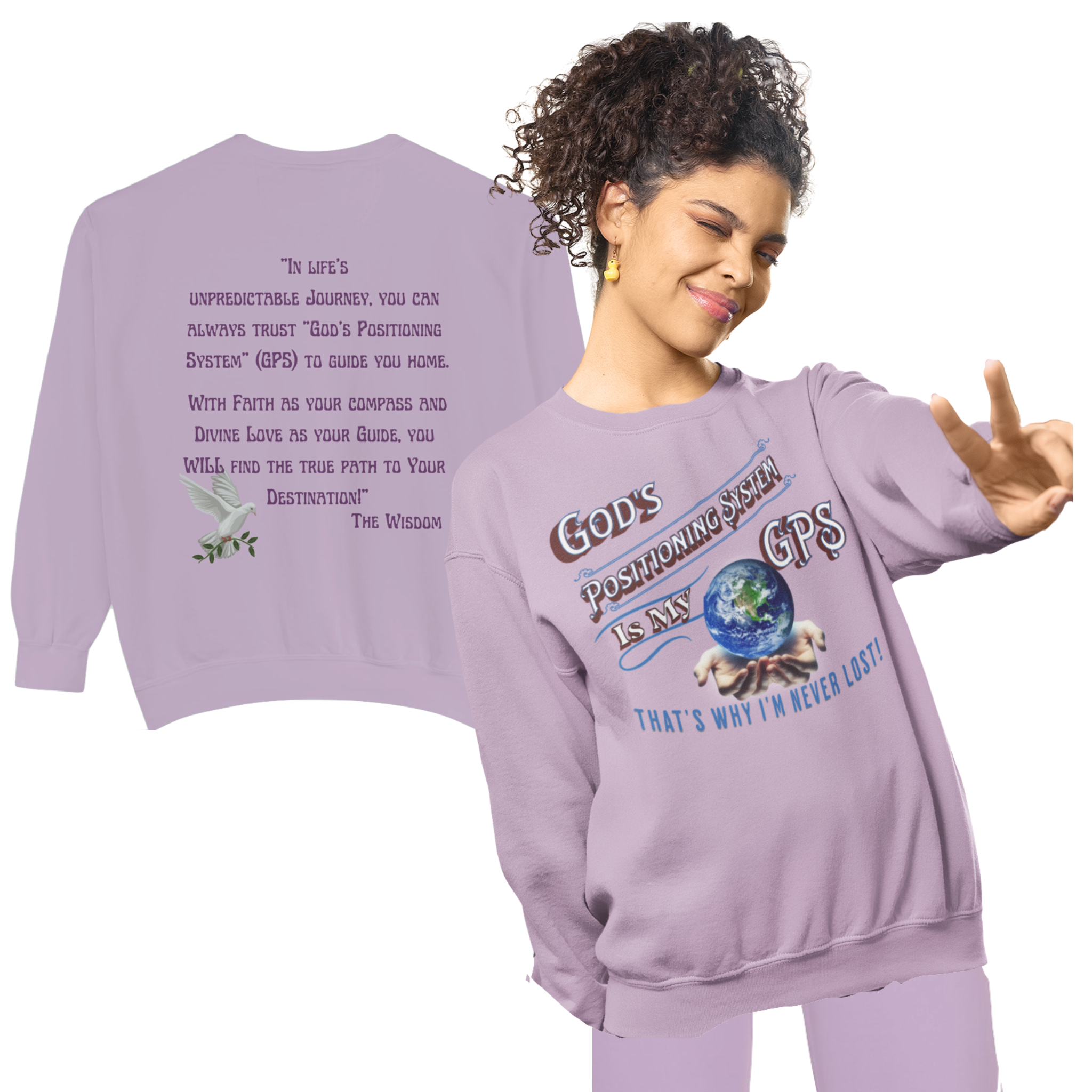 God's GPS Shades of Lilac SlumberWear Sleeper-Sweatshirt With-A-Message Mix & Match With CC Blu GPS Collection.