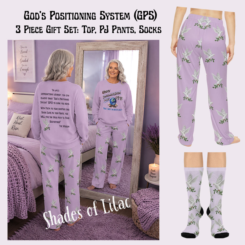God's GPS Cushioned Designer Shades Of Lilac, Dove-of-Peace Super Socks! Match With CC Blu GPS Collection.