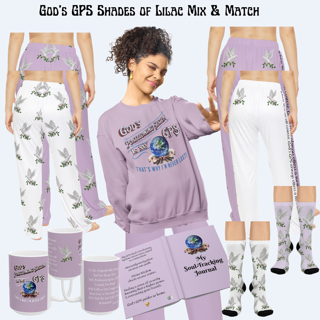 God's GPS Cushioned Designer Shades Of Lilac, Dove-of-Peace Super Socks! Match With CC Blu GPS Collection.