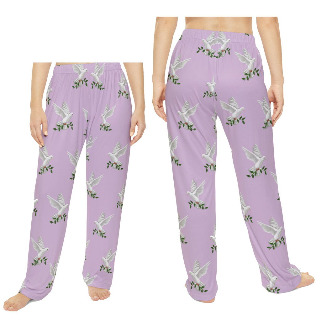 GPS Women's Lilac Dove-of -Peace  Pajama Pants. Buy With CC Blu's Premium Matching Sweatshirt Sleep Hoodie & Socks!