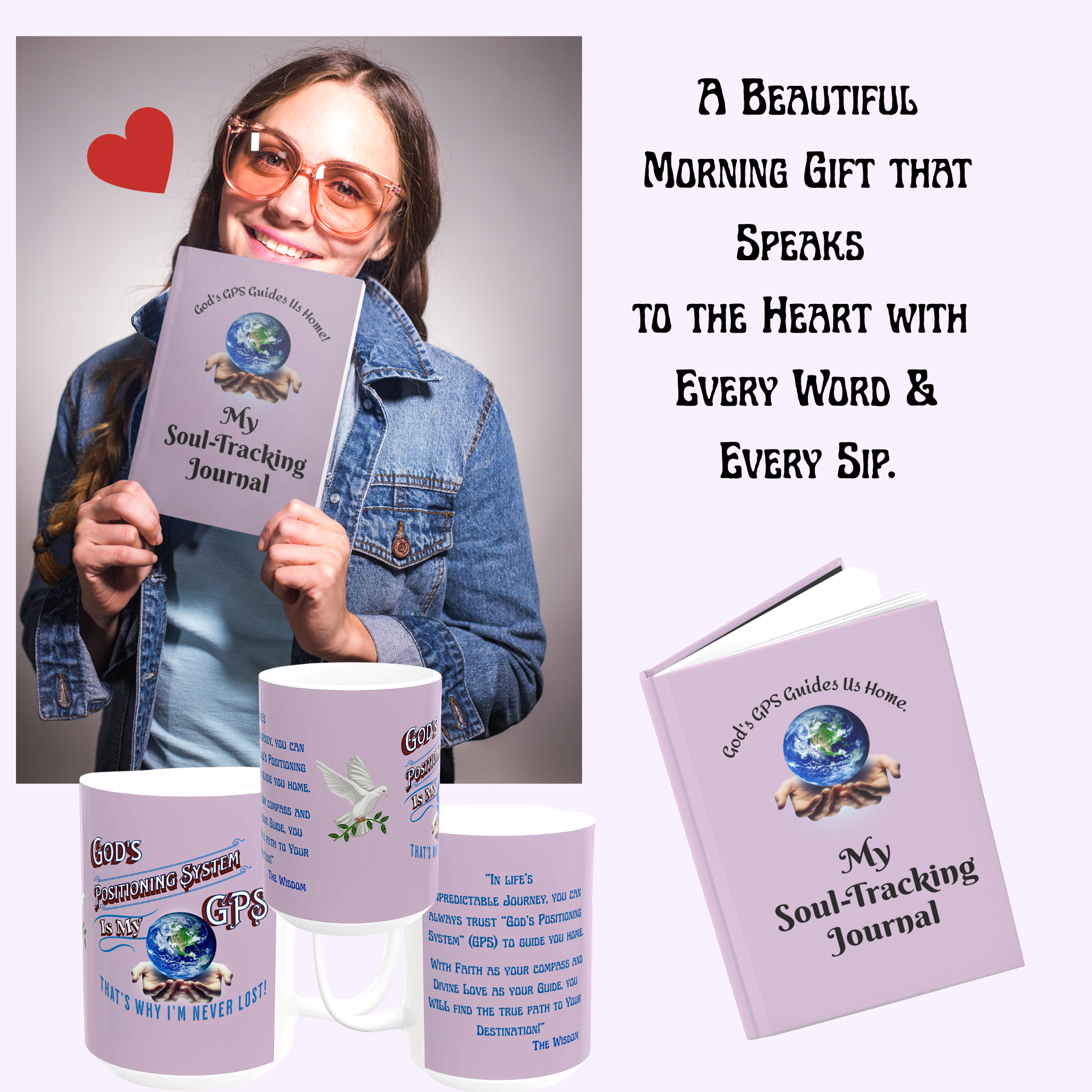 Gods Positioning System (GPS) 15oz Shades of Lilac "Mug-With-A-Message." Match It With CC Blu's Tracking Journal & Map Your Day Over Coffee!!