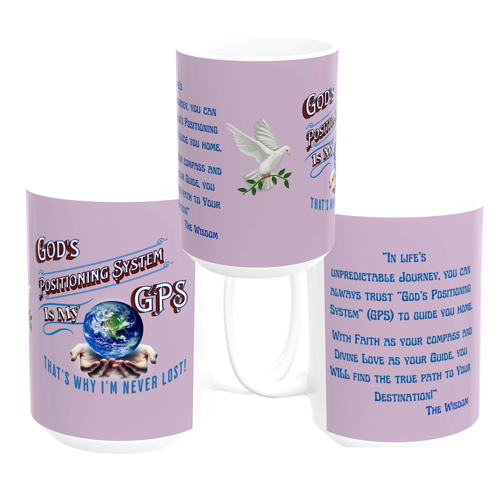 Gods Positioning System (GPS) 15oz Shades of Lilac "Mug-With-A-Message." Match It With CC Blu's Tracking Journal & Map Your Day Over Coffee!!