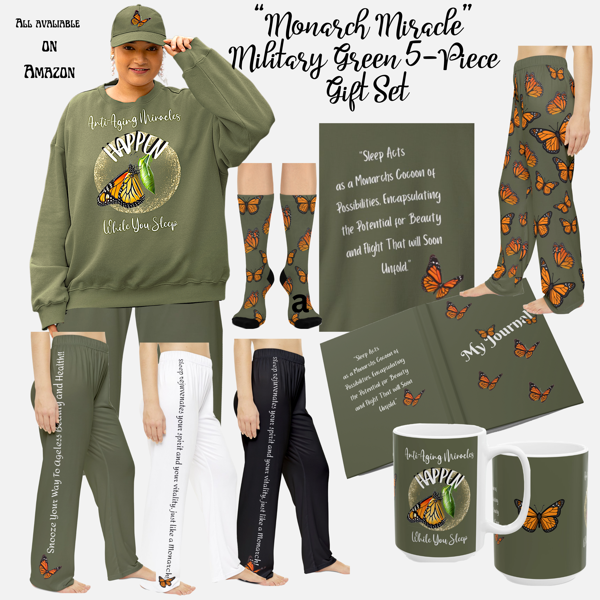 Women's Monarch Miracle Long Sleeve V-neck Light Blue Sleep & Beyond Shirt. Match With PJ Bottoms, Socks & Hat