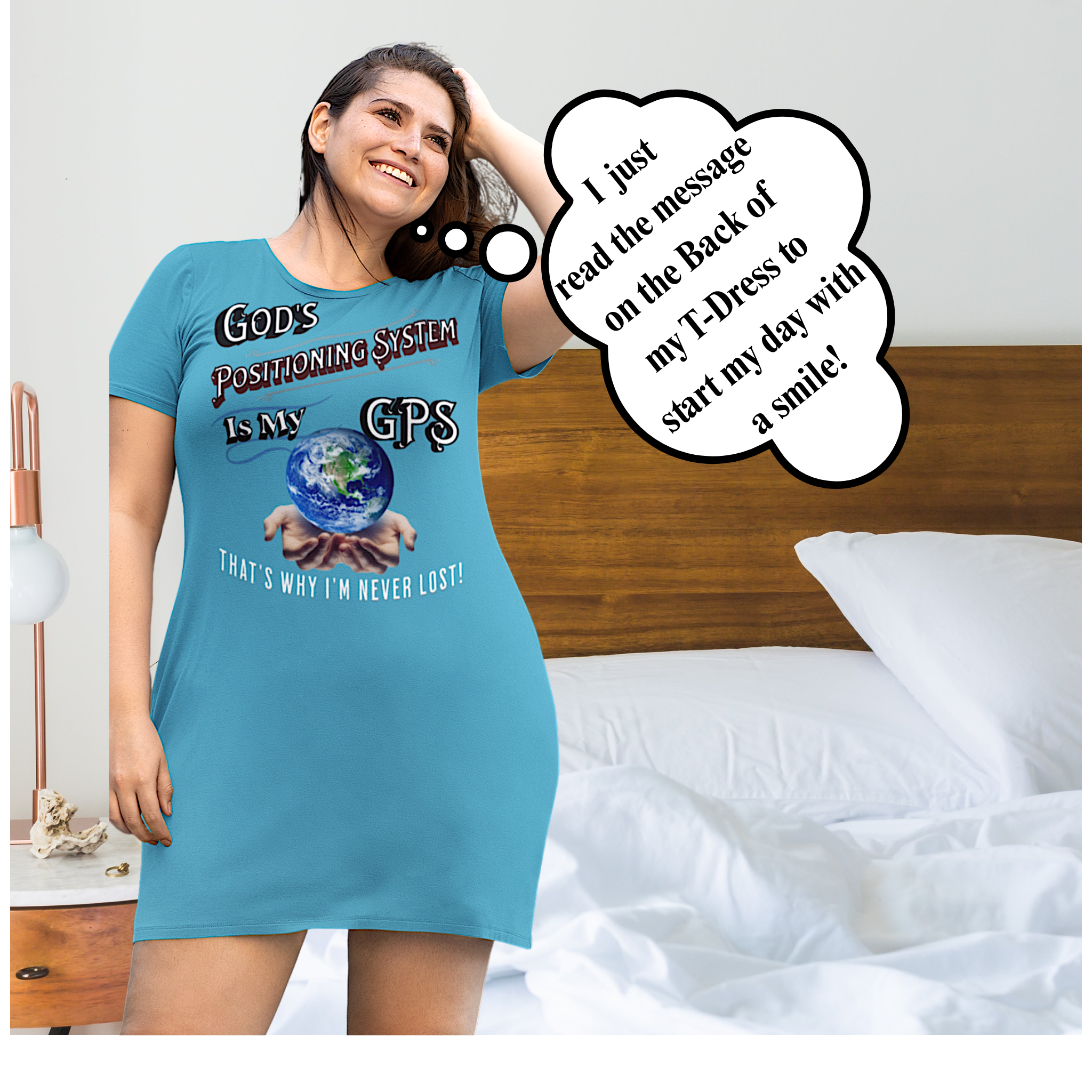 God's GPS Inspirational Women's Timeless Teal. "Little Boy" Shorts. Match Them With CC Blue SlumberWear With-A-Message.