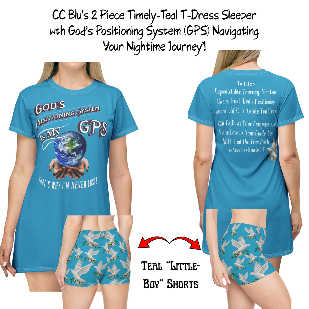 GPS: God's Positioning System Teal "Peace" Socks Cushioned Heel-&-Toe. Buy It With CC Blu's Matching Sleeper T-Dress & Undies