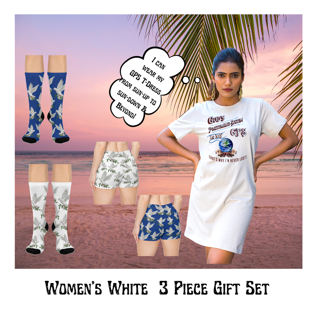 God's Positioning System GPS Beyond Blue Dove Peace Socks, Cushioned Heel-&-Toe. Matches All CC Blu's SlumberWear.