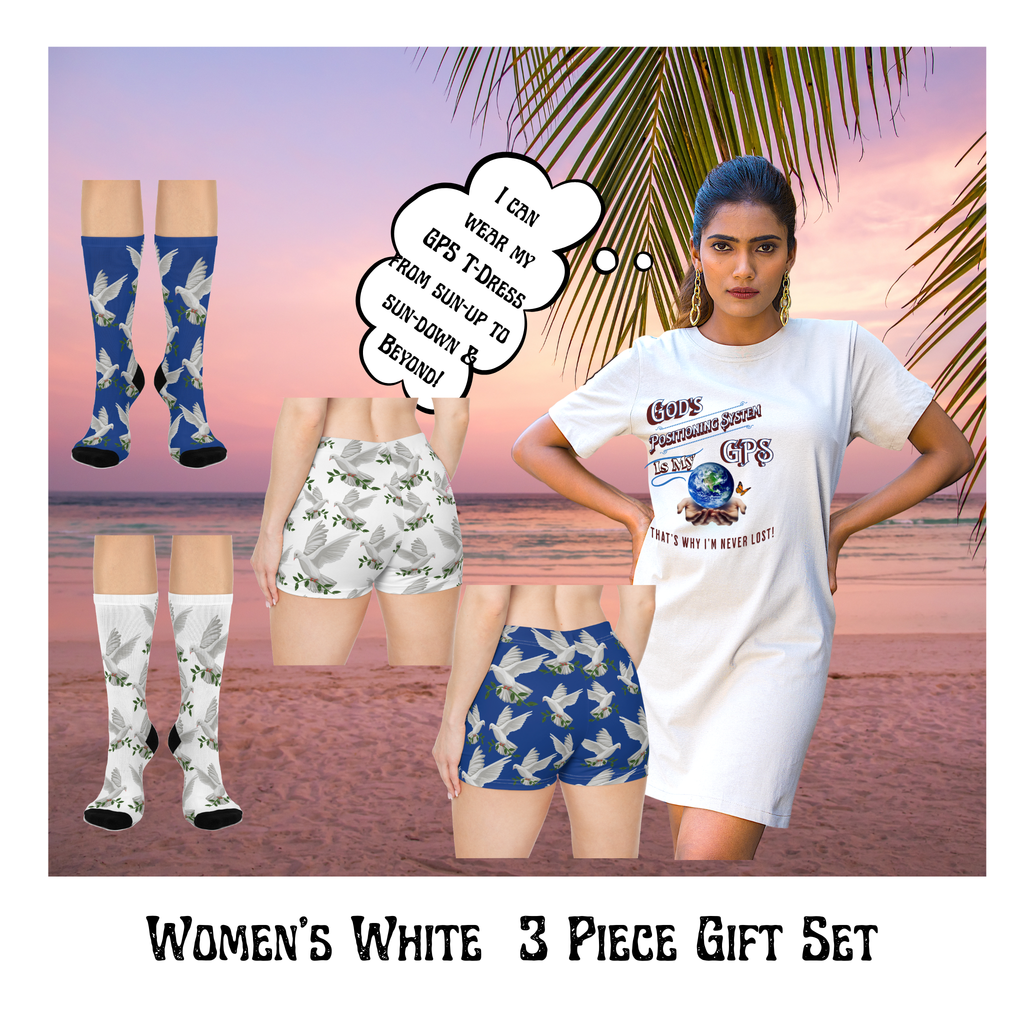GPS God's Positioning Systems Inspirational Beyond Black Sleep-Shirt T-Dress With-A-Message. Match With CC Blu Undies & Socks