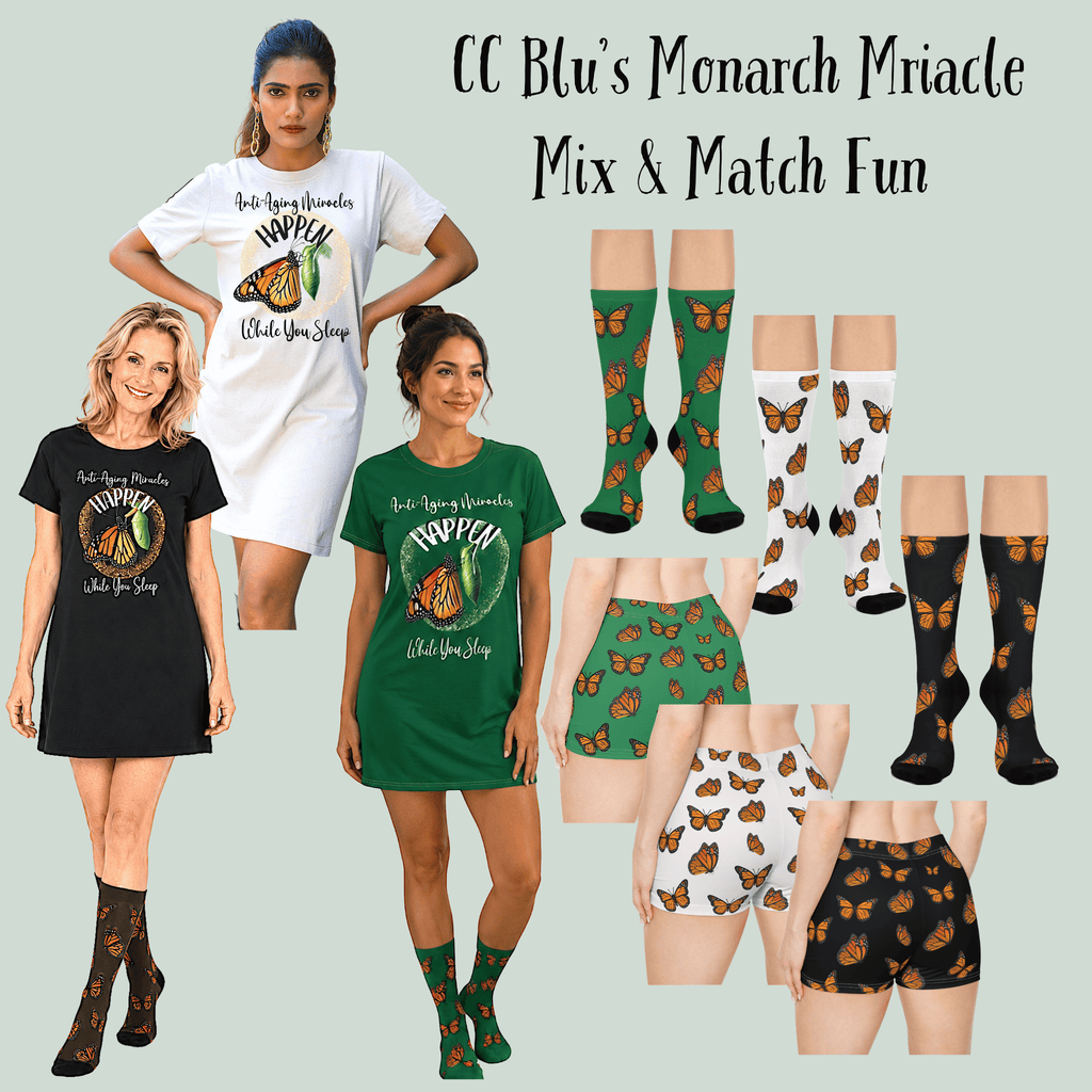 Monarch Miracle Green Goddess Sleeper T-Dress With-A-Message, Matches CC Blu's Green Goddess Shorts, Socks, & SlumberWear!