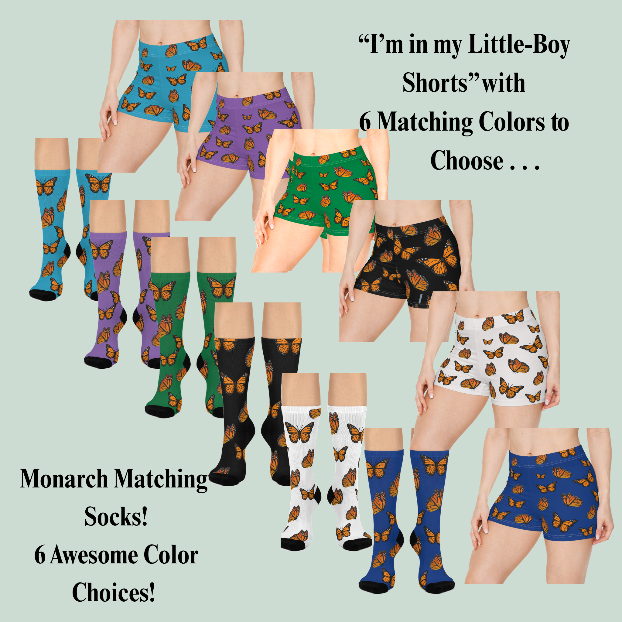 Women's Monarch Miracle Tantalizing Teal Inspirational Sleeper T-Dress With-A-Message! Mix & Match CC Blu's SlumberWear Shorts & Socks
