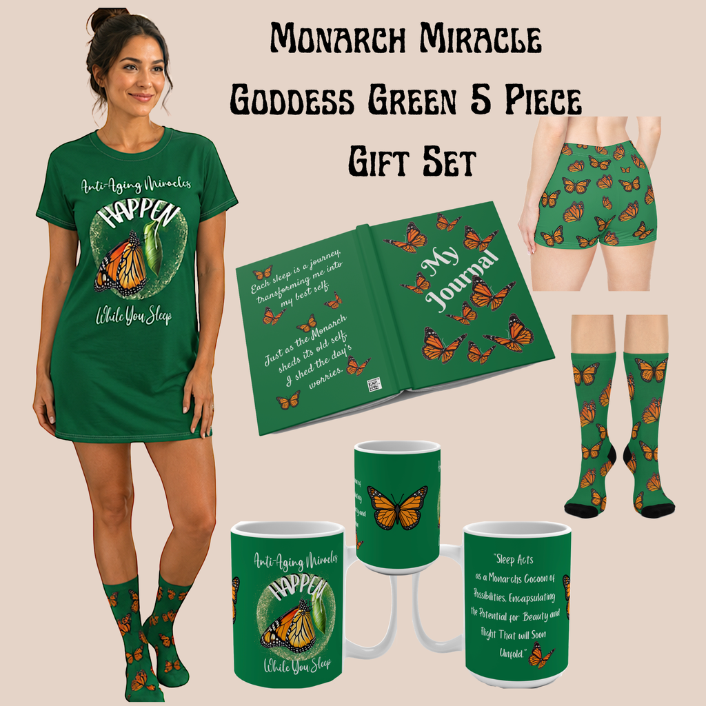 Monarch Miracles Goddess Green Hardcover Life-Tracking Journal Fits Perfect With CC Blu's Matching Miracle Mug & Socks