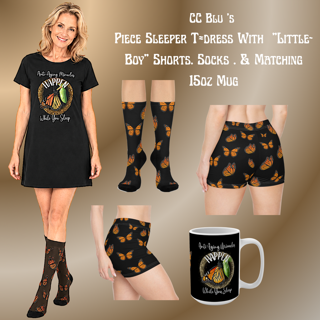Monarch Miracles Inspirational Black Super Butterfly Socks! Made to Mix & Match With All CC Blu Monarch Miracle SlumberWear!