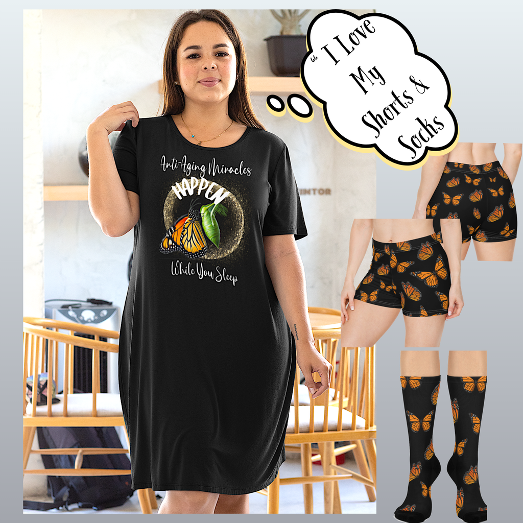 Monarch Miracles Inspirational Black Super Butterfly Socks! Made to Mix & Match With All CC Blu Monarch Miracle SlumberWear!