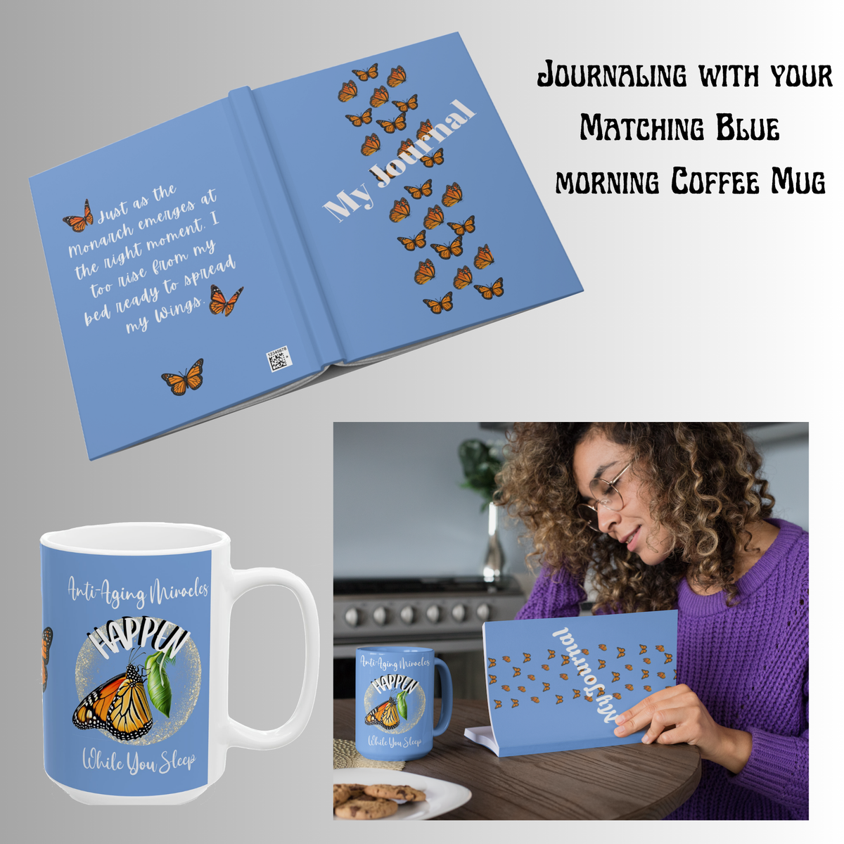 Monarch Miracle Women's Inspirational Carolina Blue Sweatshirt Style Pajama Top With-A-Message. Mix & Match with SlumberWear PJ  Bottoms.
