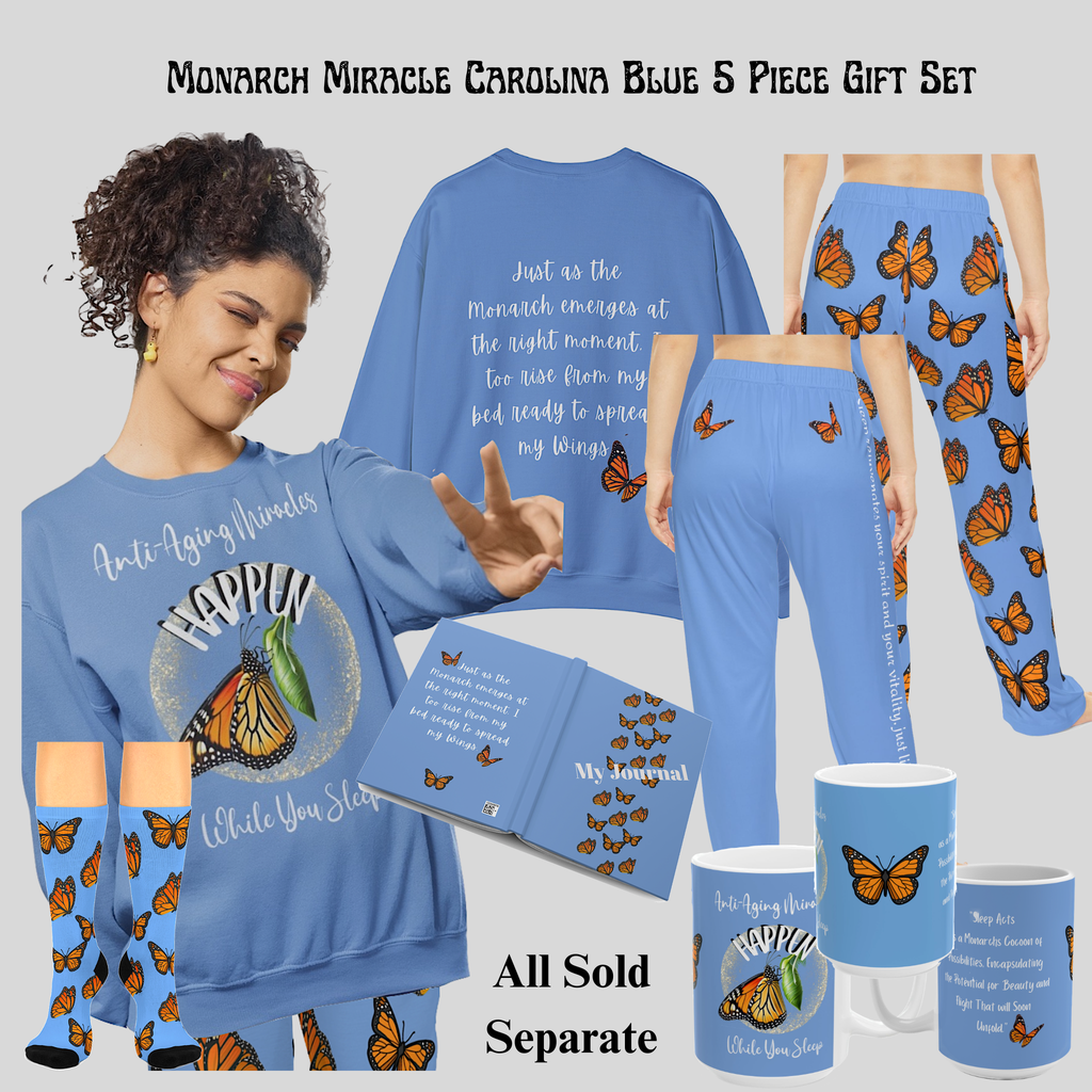 Monarch Miracles  Carolina Blue Inspirational Hardcover Life-tracking Morning Journal Matches CC Blu's  15 oz Monarch Morning Mug!.