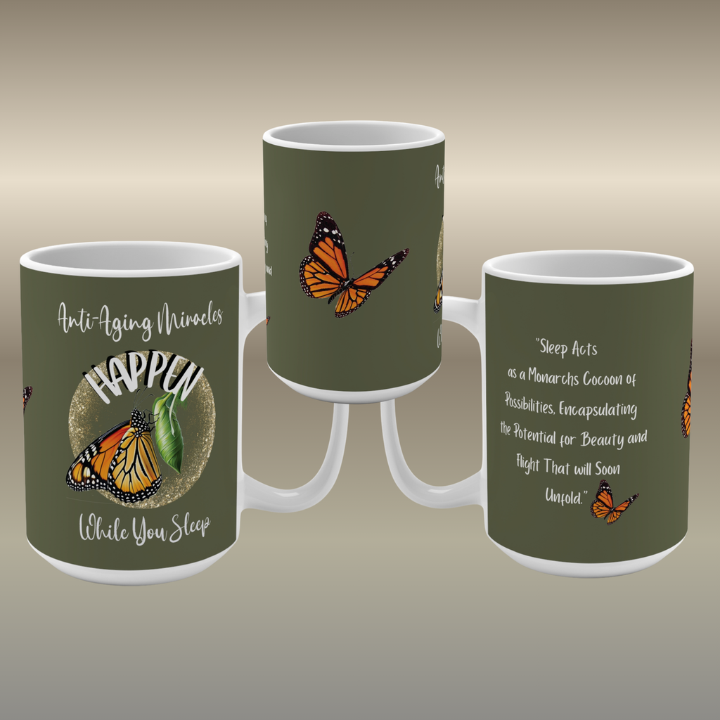 Monarch Miracles Military Green 15 oz Designer "Mug-With-A-Message Pairs with CC Blu's Life-Tracking Morning Journal .