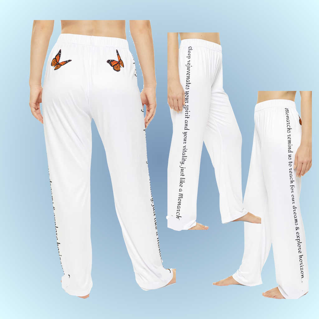 Women's Monarch Miracle Winter White Pajama Pants  With-A-Message. Mix & Match With all CC Blu Monarch Miracle SlumberWear.