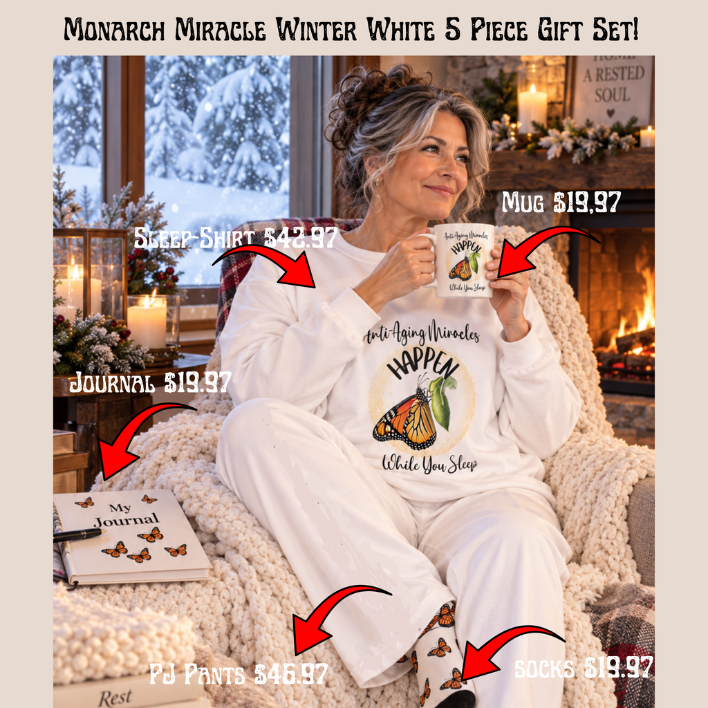 Women's Monarch Miracle Winter White Pajama Pants  With-A-Message. Mix & Match With all CC Blu Monarch Miracle SlumberWear.