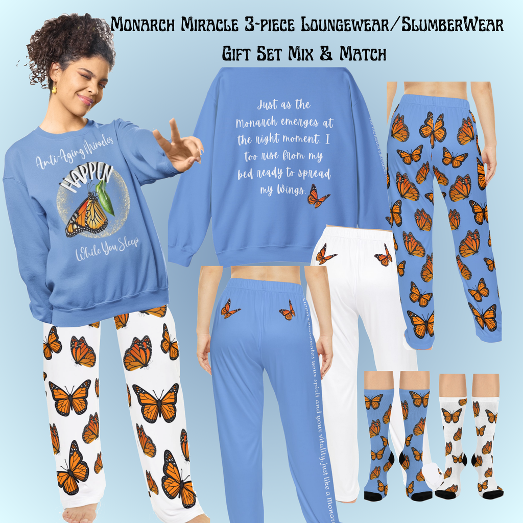 Women's Monarch Miracle Inspirational White Butterfly Pajama Pants. Made to Mix & Match CC Blu's Butterfly SlumberWear.