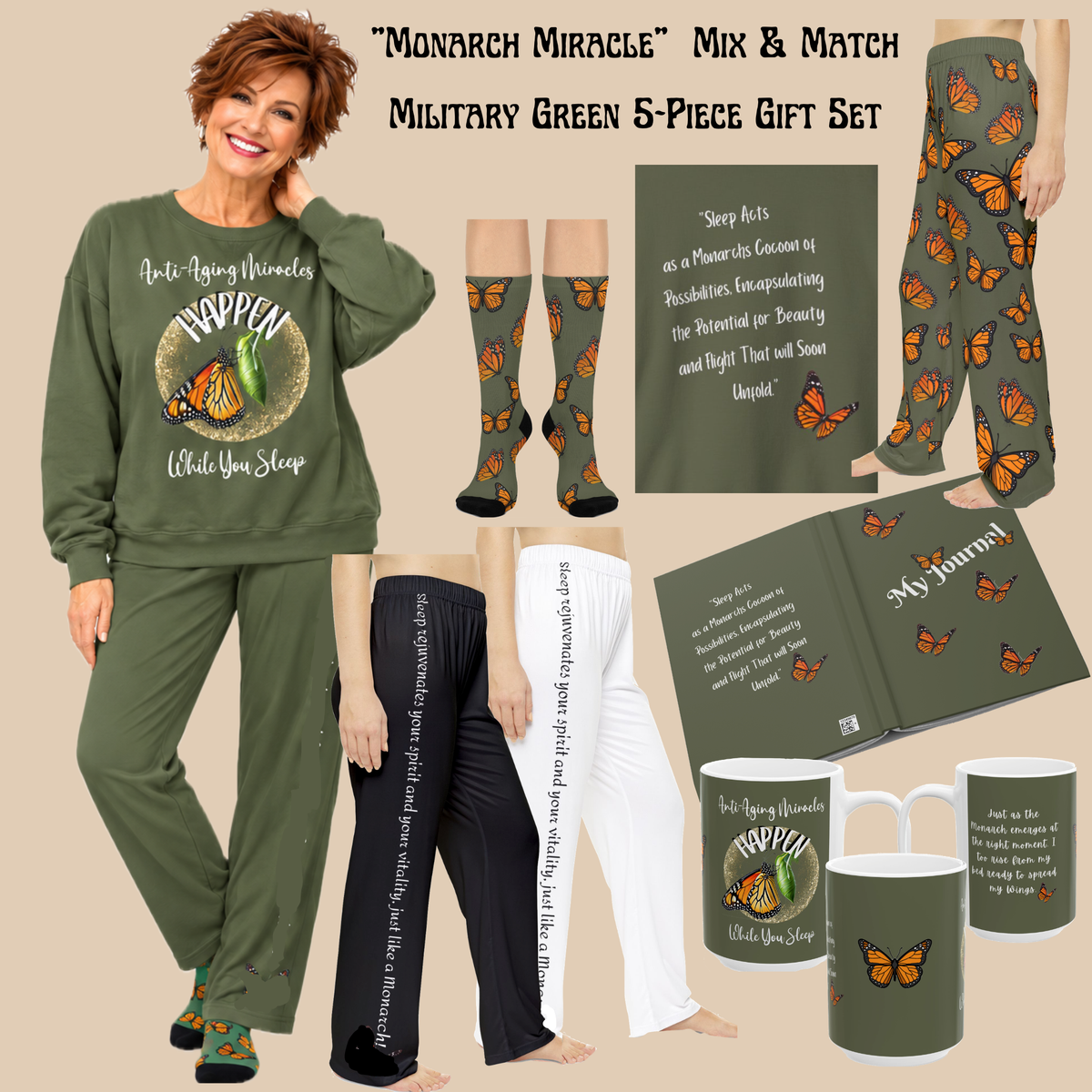 Women's Monarch Miracle Bashful Black Pajama Pants With-A-Message. Match It With CC Blu's SlumberWear Monarch Miracle Collection