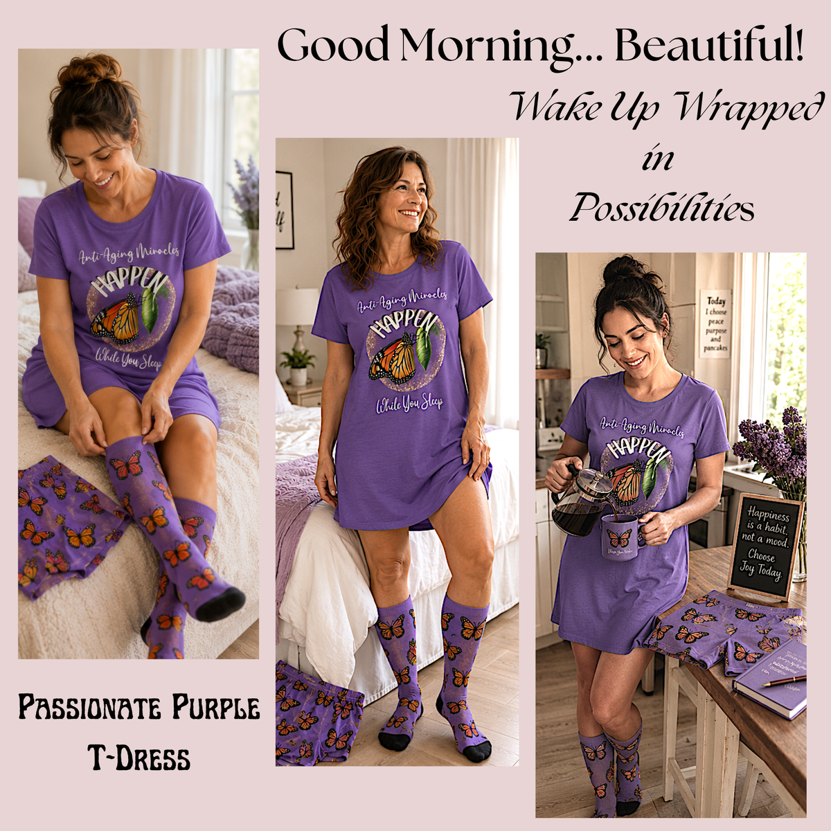Monarch Miracles Inspirational Passionate Purple Super Designer Socks! Made to Match All CC Blu SlumberWear!