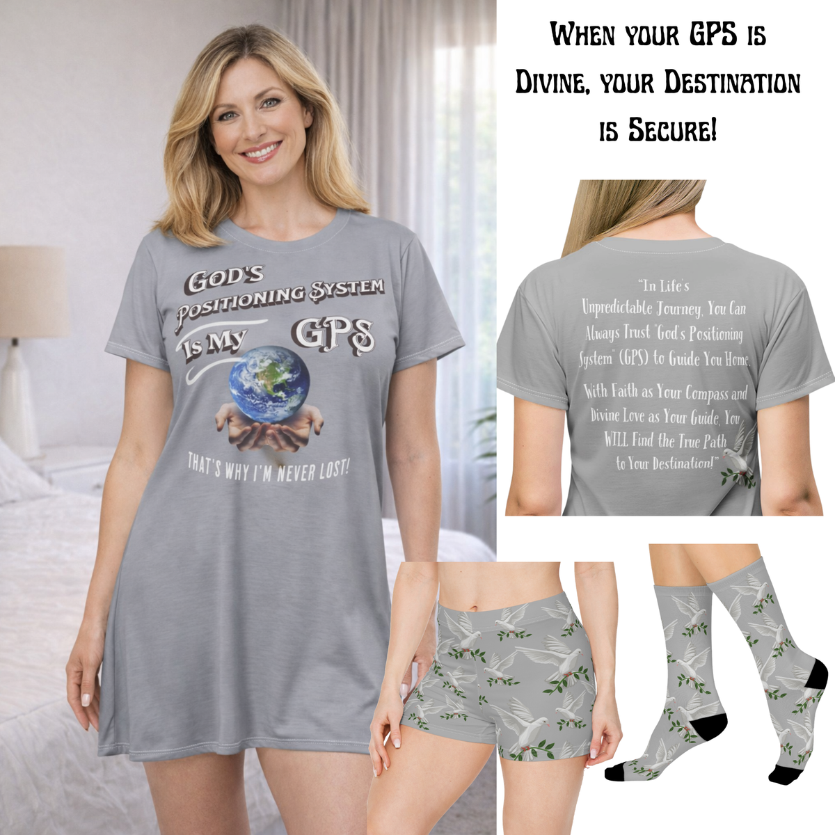 Inspirational Grey PeaceDove Mug — "God's Positioning System Is My GPS" 15oz Coffee Mug With-A-Message