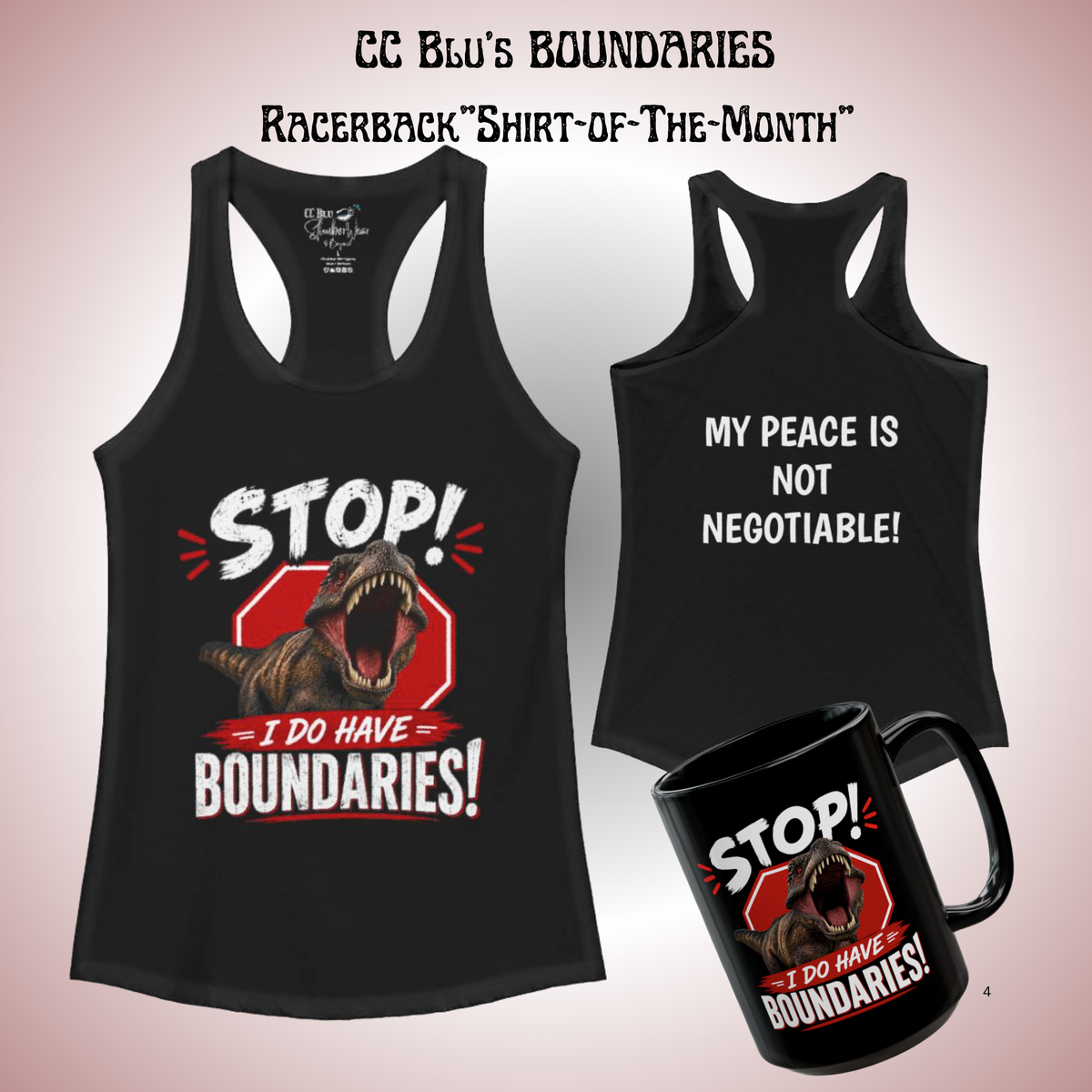 I Do Have Boundaries Black Racerback Sleeper-Tank for Women. Wear It On Your:" DON'T BUG ME DAY!" And Smile!