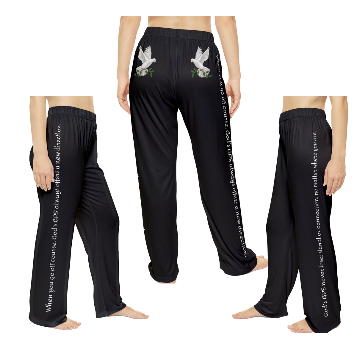 Gods Positioning System Black "GPS" PJ  Bottoms with Driving Directions on Each Leg Are A  Perfect Match for CC Blu's Hooded Sleep-top