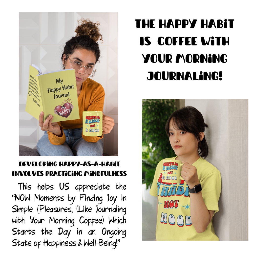 Women's Yellow Pajama Bottoms With A Happy Habit Inspirational Message! Buy It With CC Blu's Matching Yellow Sleep Shirt Top & Socks.