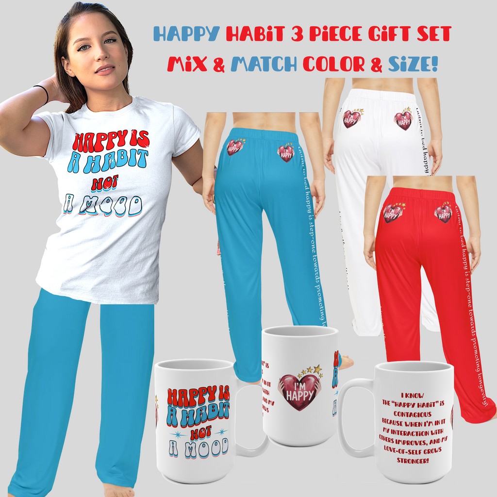 Women's Happy Habit White Sleeper T-Shirt With Inspirational Message! Mix & Match With CC Blu's Pajama Pants, Mugs & Socks