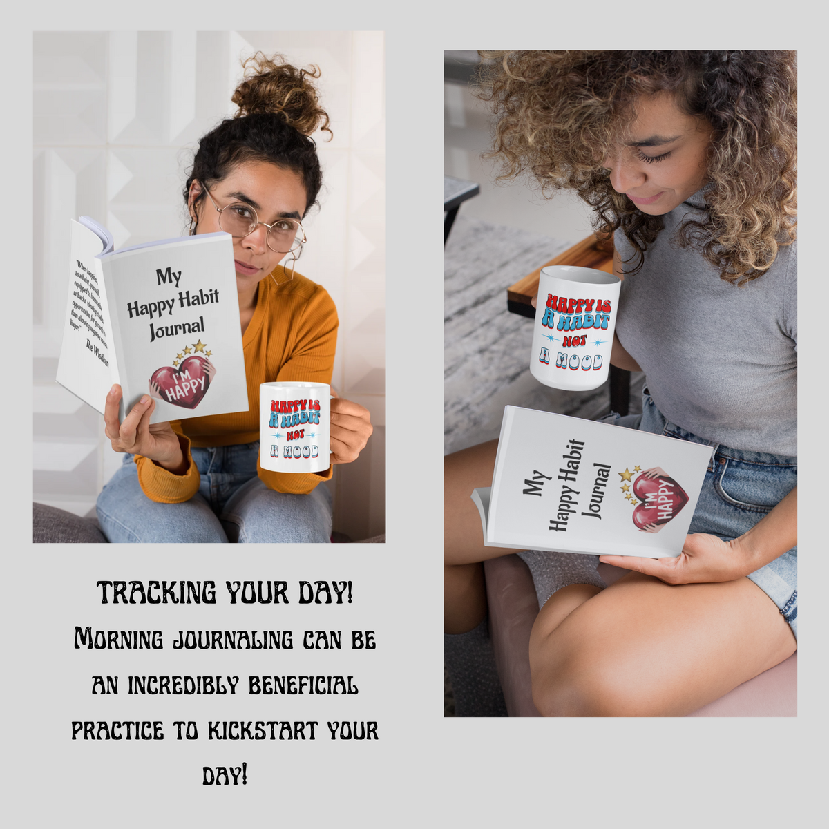 Happy Habit 15oz Custom  White Mug. Mix & Match It With CC Blu's Happy Habit Sleeper Tee, PJ Bottoms & Hardcover Journal