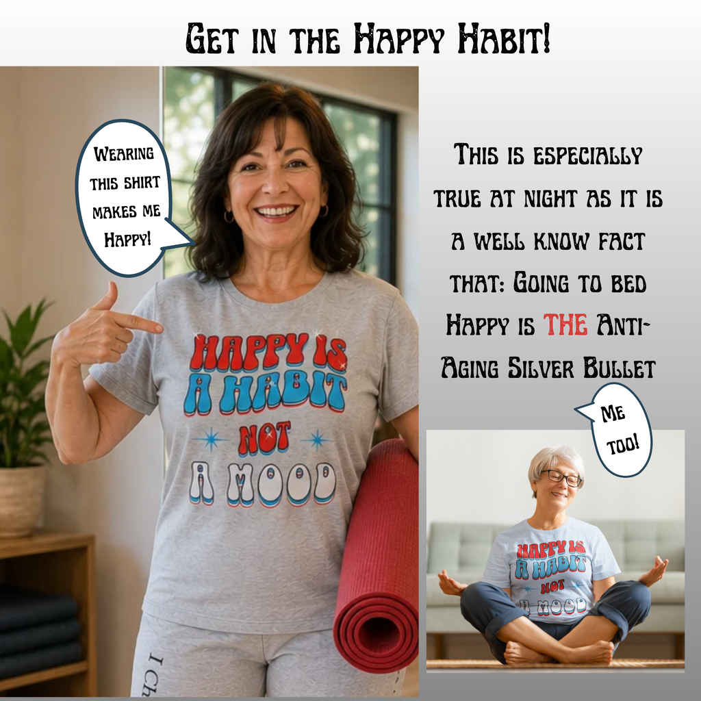 Happy Habit Sport Grey Gildan Sleeper T-Shirt With-A-Message! Mix & Match With CC Blu Matching SlumberWear PJ  Pants & Mug!