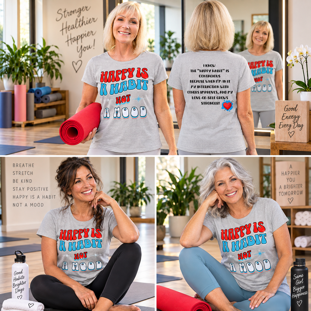Happy Habit Sport Grey Gildan Sleeper T-Shirt With-A-Message! Mix & Match With CC Blu Matching SlumberWear PJ  Pants & Mug!