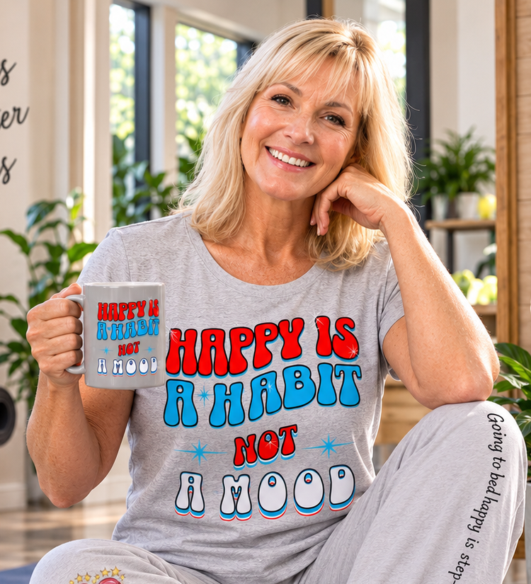 Happy Habit Is Happenin’ Not a Mood With This 15oz Morning Mug! Pair It  With Happy Habit Slumber-wear & Create Your Own Gift Set