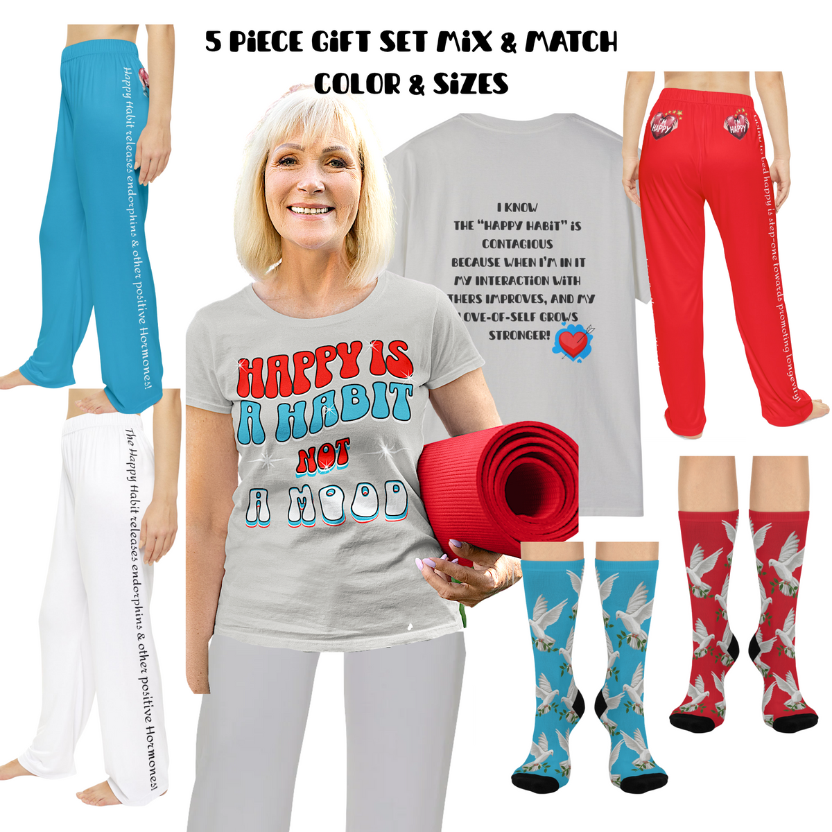 Happy Habit Grey Life-Tracking Hardcover Journal. Match It With CC Blu Happy Habit Sleep-Shirt, PJ Pants, 15oz Mug Gift Sets!