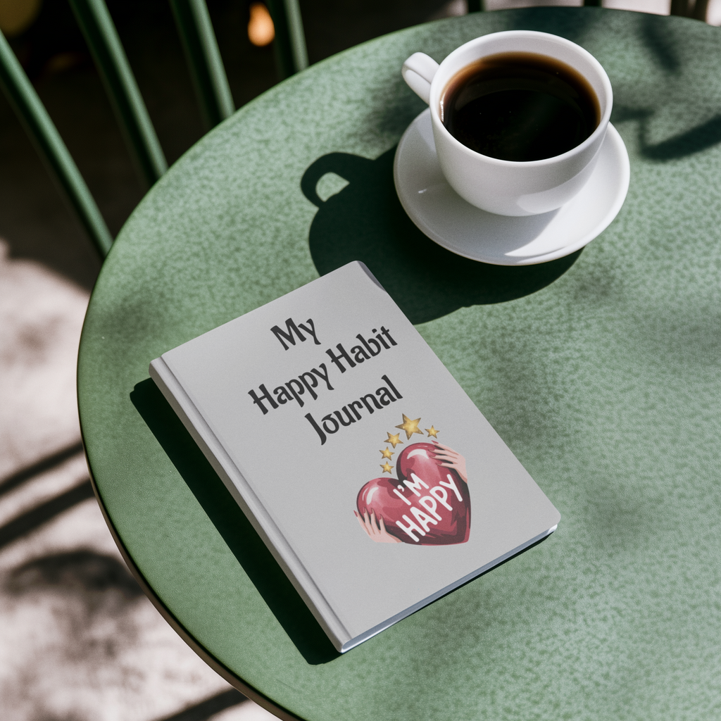 Happy Habit Grey Life-Tracking Hardcover Journal. Match It With CC Blu Happy Habit Sleep-Shirt, PJ Pants, 15oz Mug Gift Sets!